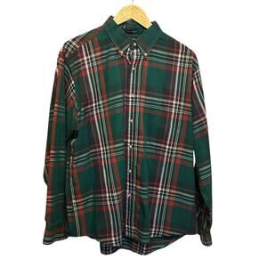VTG Gant Mens Shirt L Green Foxhunt Plaid Button Up Preppy Classic Office Travel
